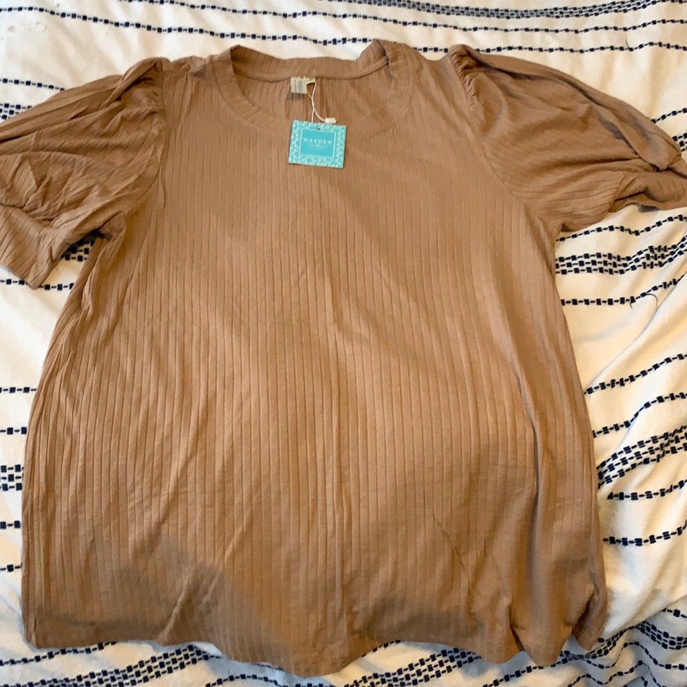 Brown maternity dress shirt- new with tags